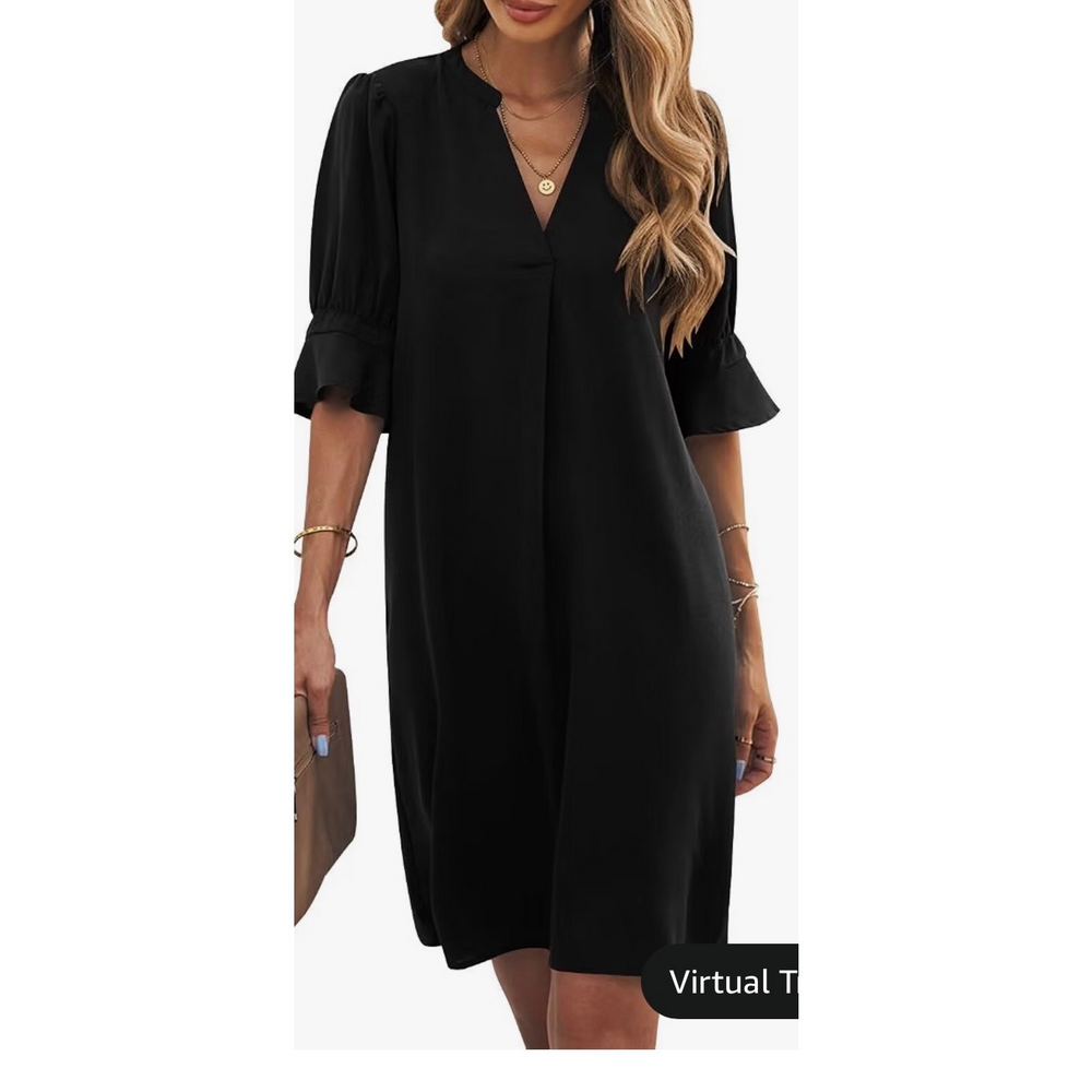 RUMIA-YourEverydayLuxury RUMIA Shift Dress for Women Ruffle Sleeve Loose Casual